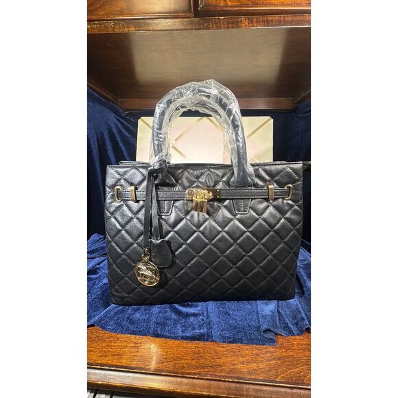 NWT Studio Badgley Mischka Quilted Tote ? Gold Lock MSRP $159 main image 6